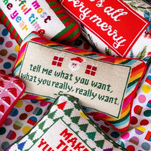 tell me what you want needlepoint pillowfurbish studiothe grove 163059