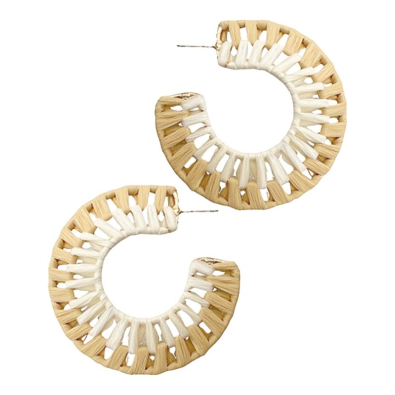 tilly two tone wrapped raffia hoop earrings ivorytwistthe grove 610032