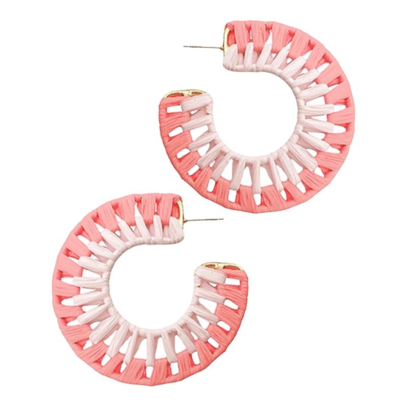 tilly two tone wrapped raffia hoop earrings pinktwistthe grove 757600