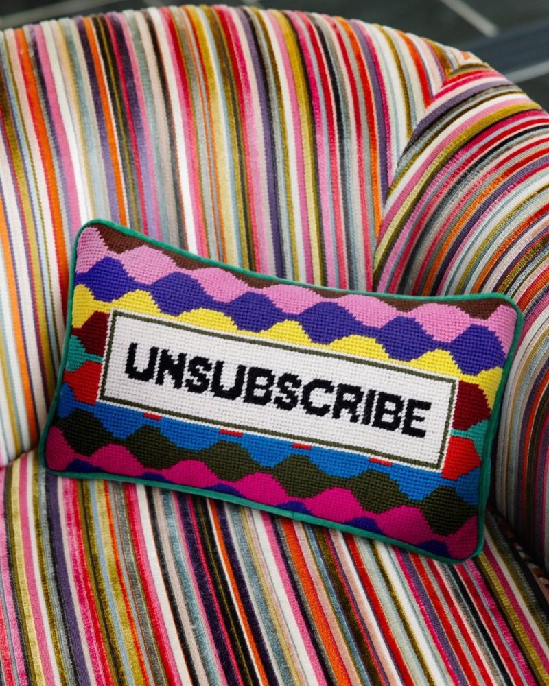 unsubscribe needlepoint pillowfurbish studiothe grove 297926