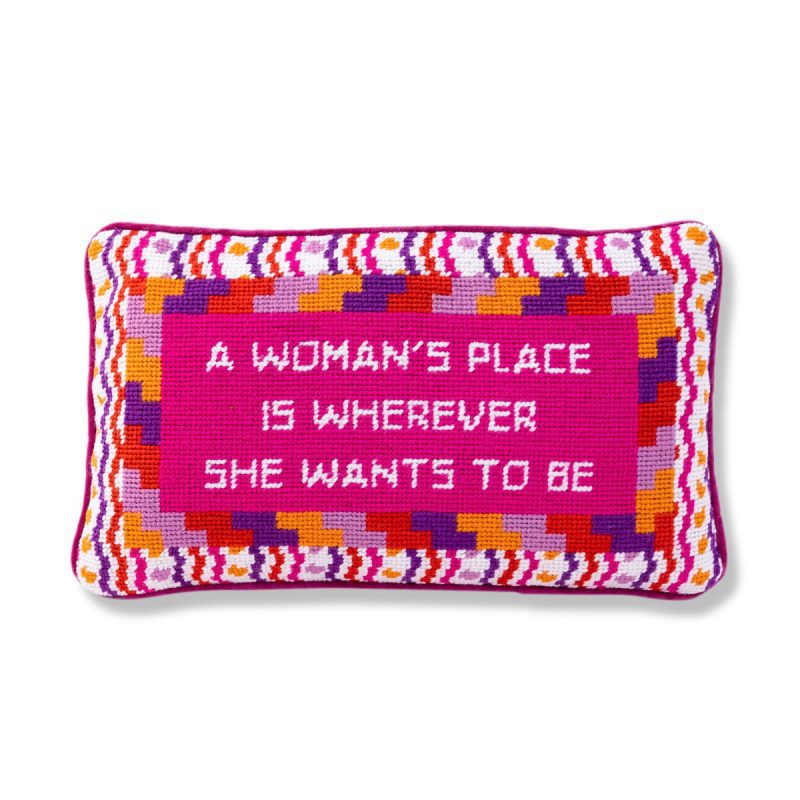 wherever she wants needlepoint pillowfurbish studiothe grove 161147