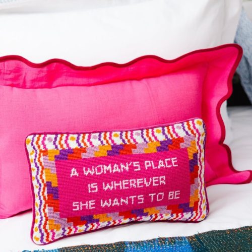 wherever she wants needlepoint pillowfurbish studiothe grove 597609