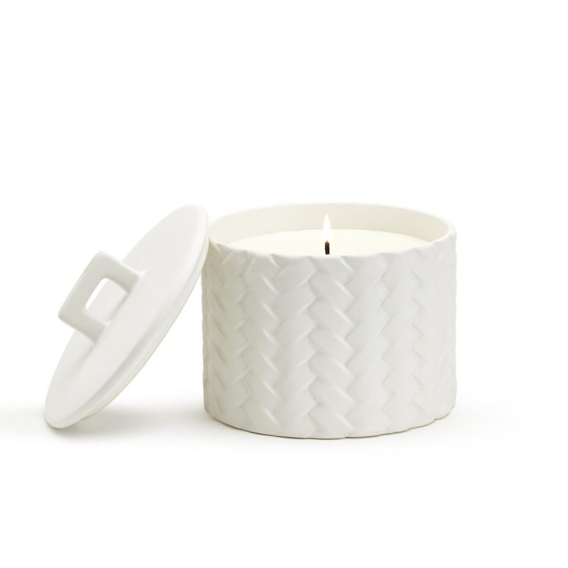 white fig scented basket weave ceramic candletwos companythe grove 220677